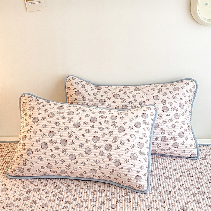 橘夏家纺2025新款双层纱小云棉多功能枕套-亲密无间 贝壳秘境--咖贝