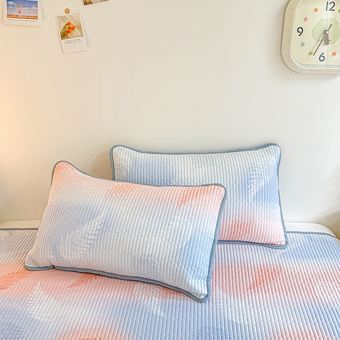 橘夏家纺 2025新款双层纱小云棉床盖单枕套 奇幻梦境--羽叶盛夏