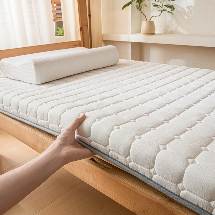 91家纺网 家纺一手货源 找家纺 暖季2025新款A类无印风学生款 棉花床垫 本白