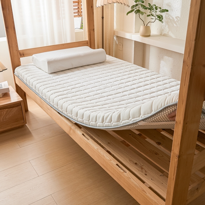 91家纺网 家纺一手货源 找家纺 暖季2025新款A类无印风学生款 棉花床垫 本白