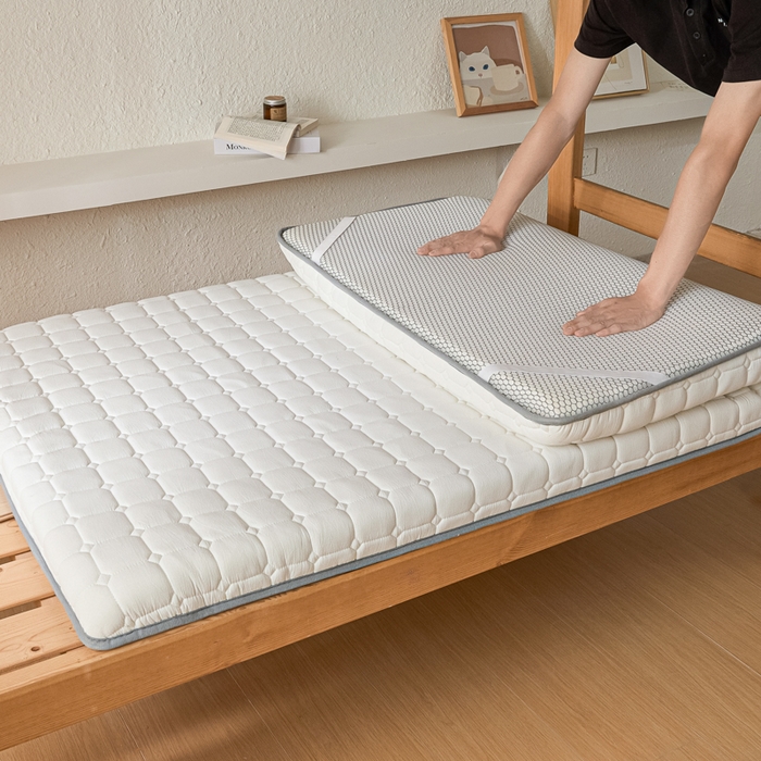 91家纺网 家纺一手货源 找家纺 暖季2025新款A类无印风学生款 棉花床垫 本白