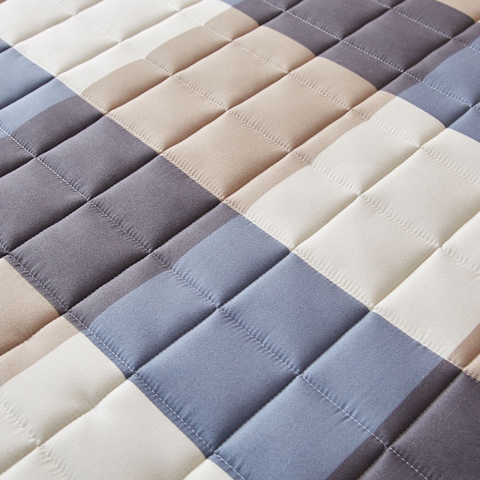 91家纺网 家纺一手货源 找家纺 暖季2025新款A类无印风学生款 棉花床垫 蓝大格