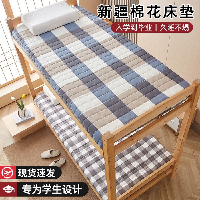 暖季2025A类无印风学生款 棉花床垫 蓝大格
