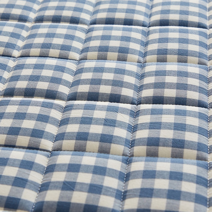 91家纺网 家纺一手货源 找家纺 暖季2025新款A类无印风学生款 棉花床垫 蓝小格