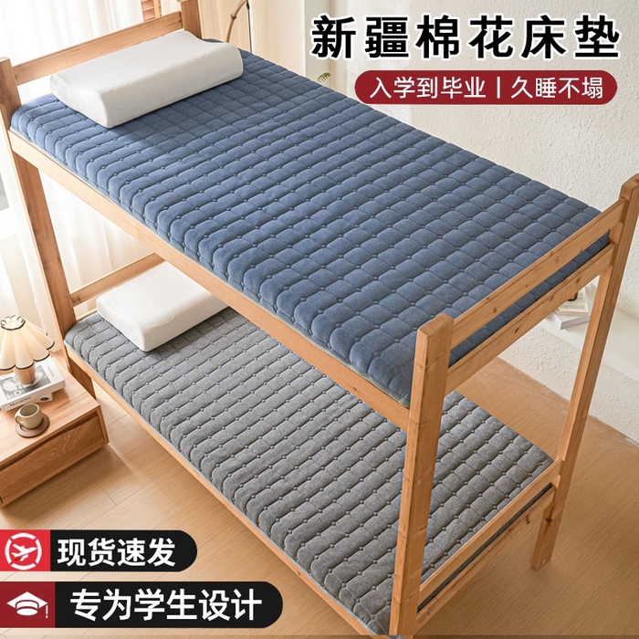 暖季2025新款A类无印风学生款 棉花床垫深蓝