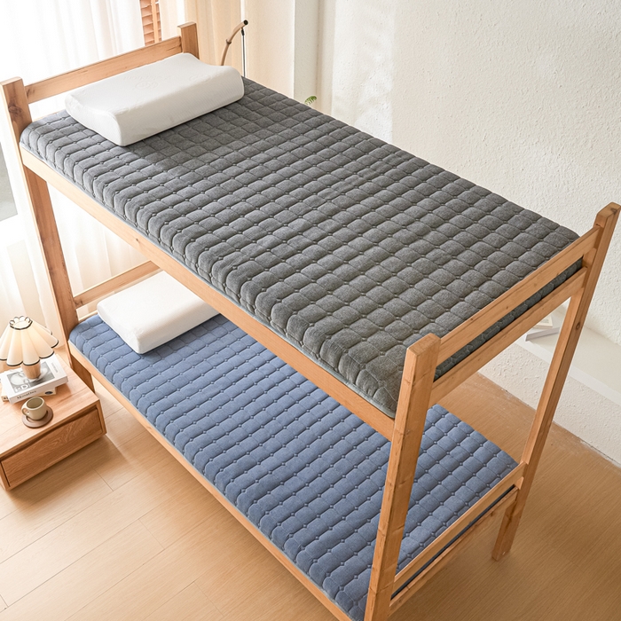 91家纺网 家纺一手货源 找家纺 暖季2025新款A类无印风学生款 棉花床垫 深蓝