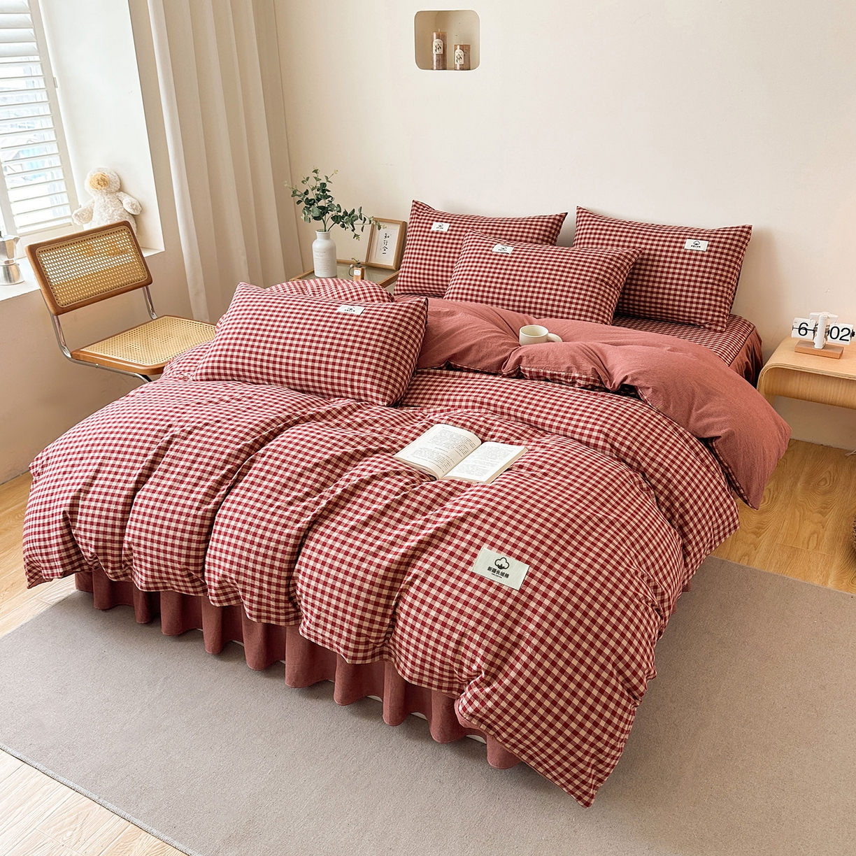 91家纺网 家纺一手货源 找家纺 （总）笠裙家纺2025新款色织全棉床裙床罩 水洗棉