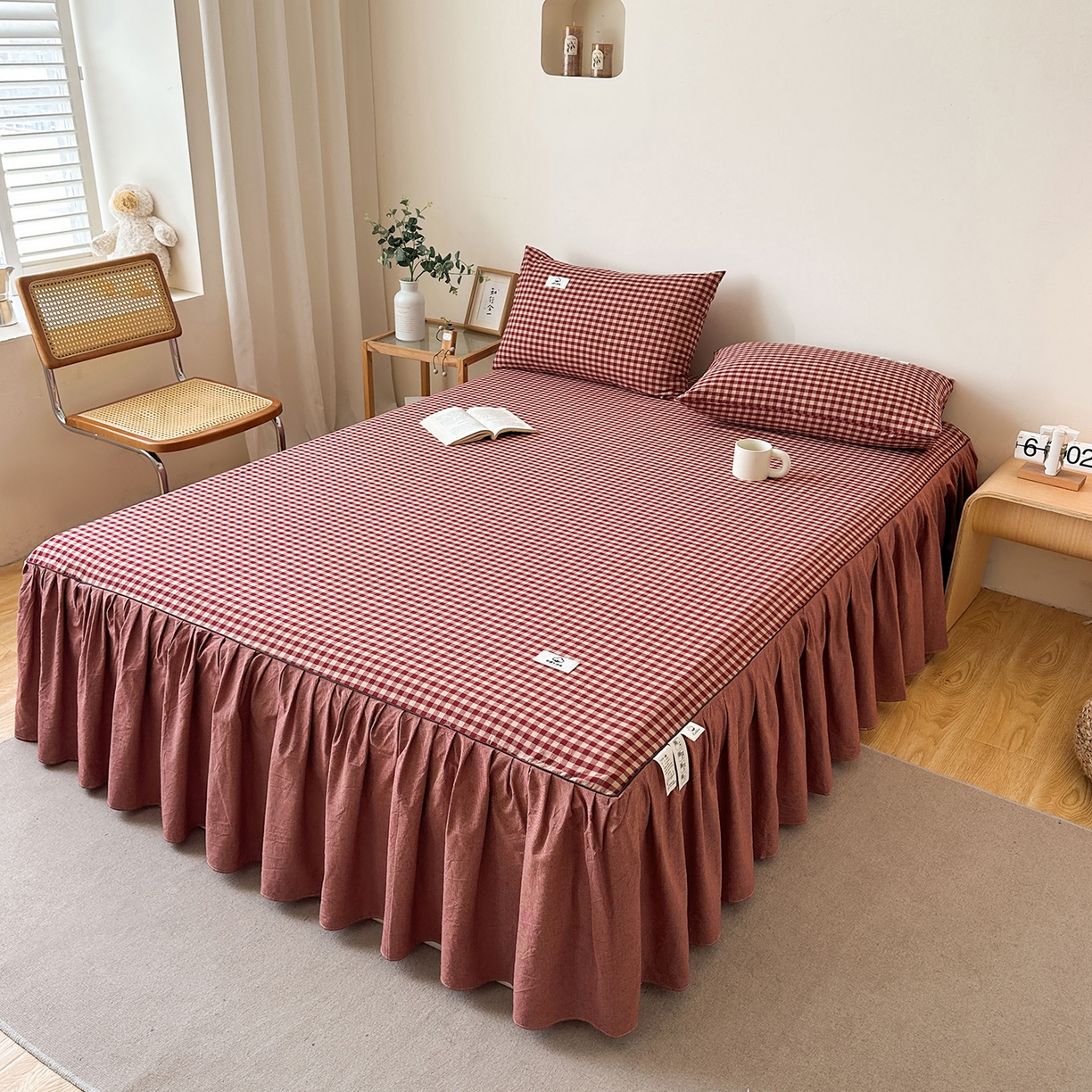 91家纺网 家纺一手货源 找家纺 （总）笠裙家纺2025新款色织全棉床裙床罩 水洗棉