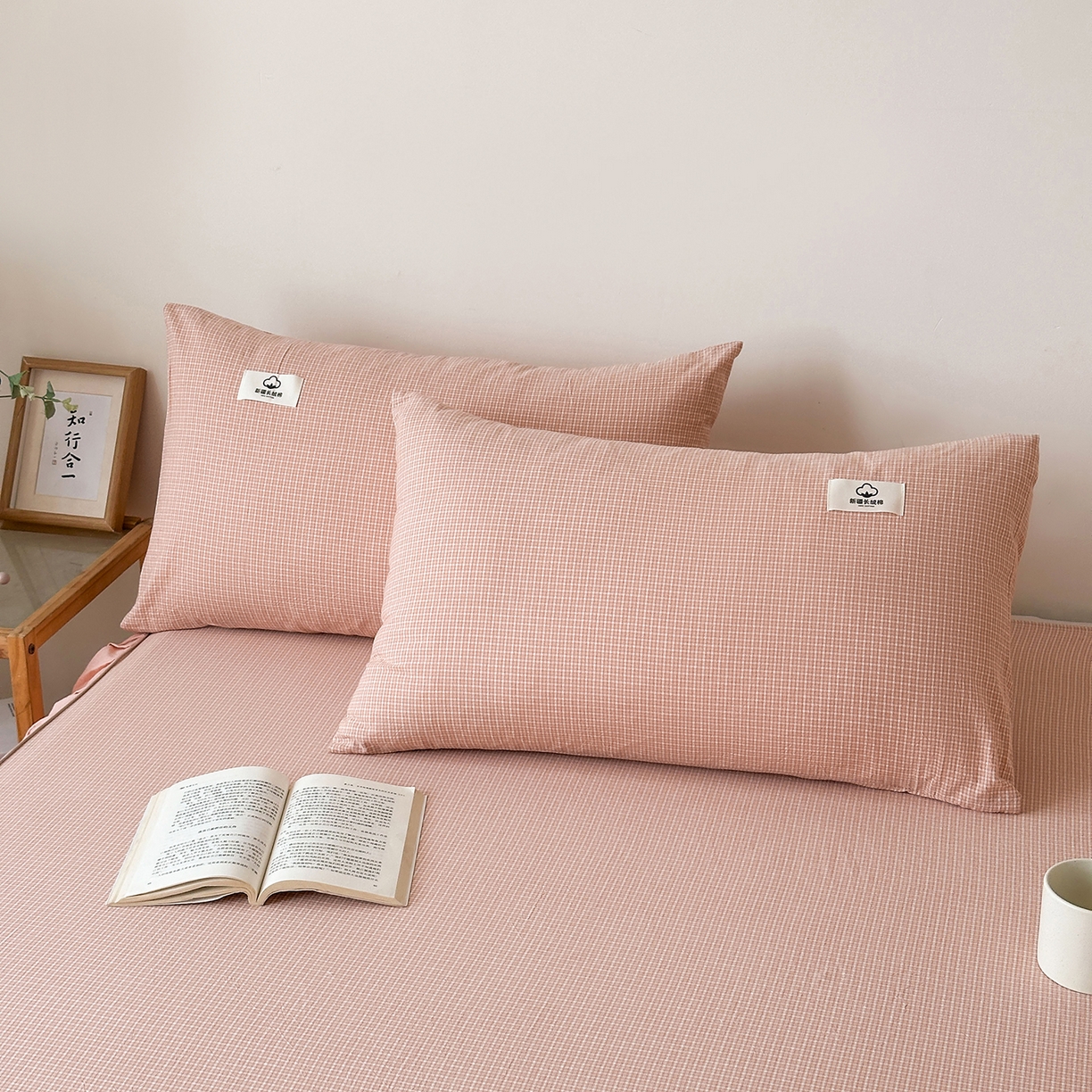 91家纺网 家纺一手货源 找家纺 笠裙家纺2025新款色织全棉床裙床罩 水洗棉 粉青年