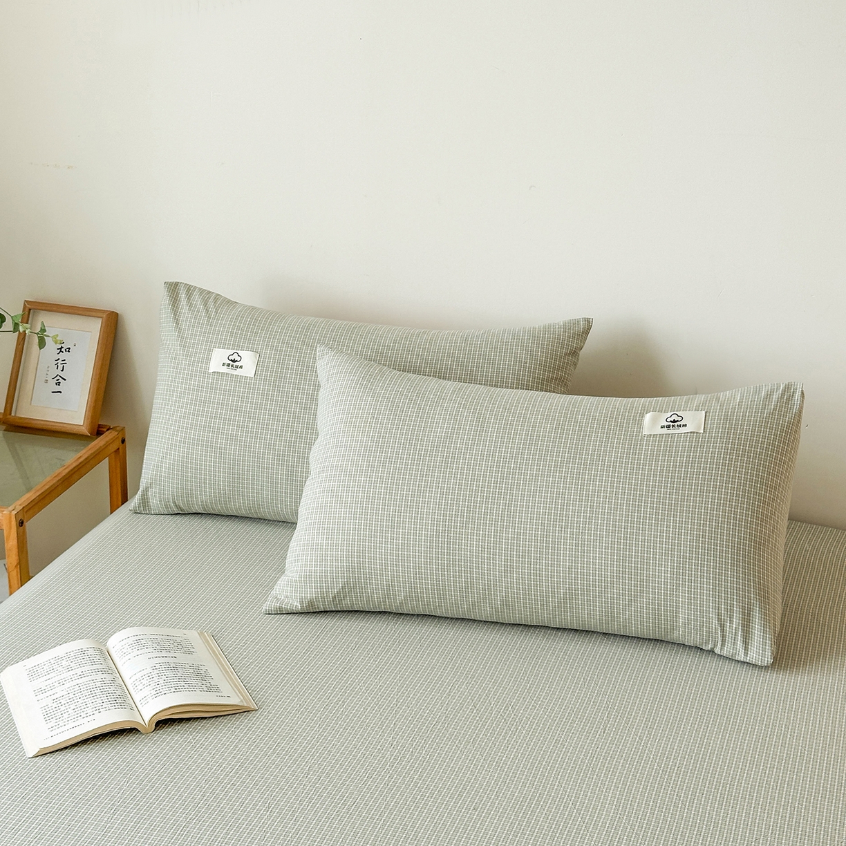 91家纺网 家纺一手货源 找家纺 笠裙家纺2025新款色织全棉床裙床罩 水洗棉 夏末绿