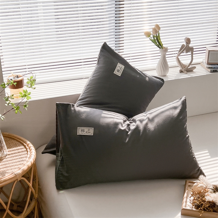 恋人优选2025新款纯棉色织水洗贴标枕套 深灰-浅灰