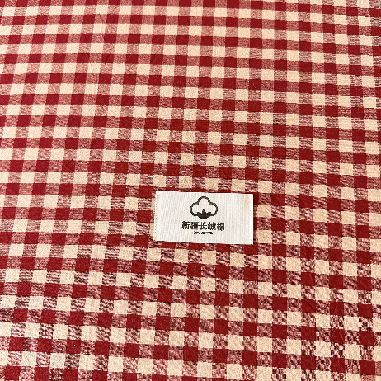 91家纺网 家纺一手货源 找家纺 笠裙家纺2025新款色织全棉床裙床罩 水洗棉 芸素红