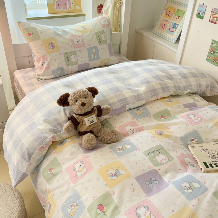 91家纺网 家纺一手货源 找家纺 雅居纺家纺 2025新款全棉纯棉印花系列学生宿舍三四件套上下铺三件套 高希地狗狗