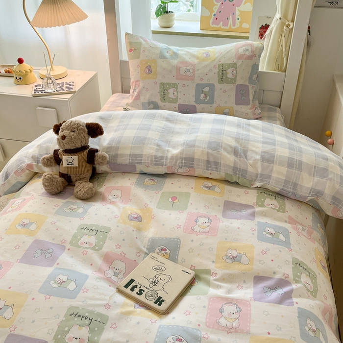 91家纺网 家纺一手货源 找家纺 雅居纺家纺 2025新款全棉纯棉印花系列学生宿舍三四件套上下铺三件套 高希地狗狗