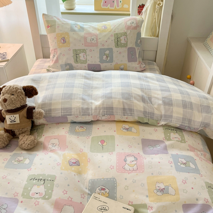 91家纺网 家纺一手货源 找家纺 雅居纺家纺 2025新款全棉纯棉印花系列学生宿舍三四件套上下铺三件套 高希地狗狗