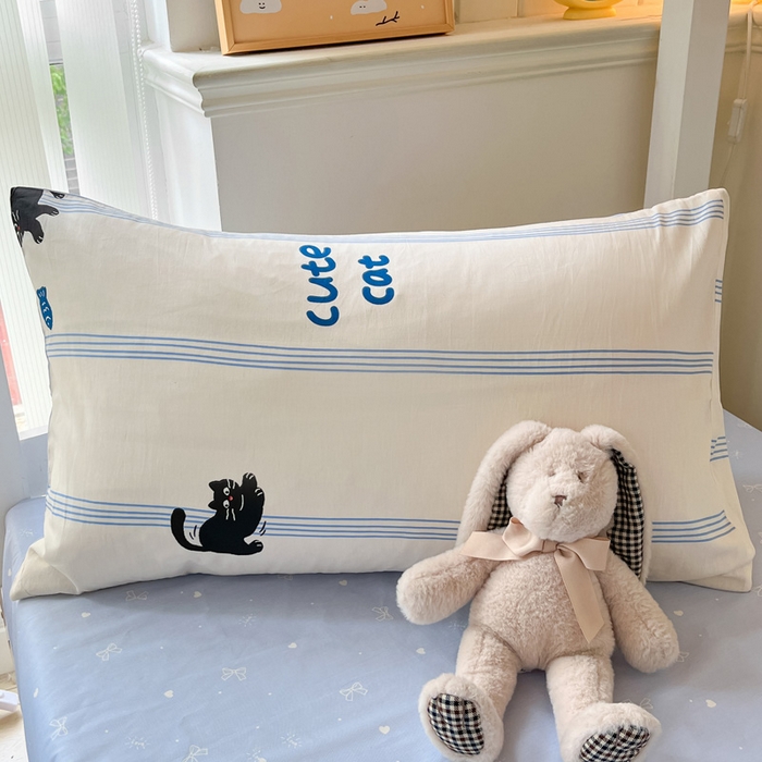 91家纺网 家纺一手货源 找家纺 雅居纺家纺 2025新款全棉纯棉印花系列学生宿舍三四件套上下铺三件套 可爱小猫