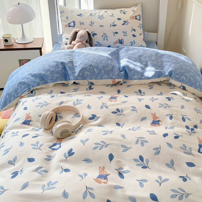 91家纺网 家纺一手货源 找家纺 雅居纺家纺 2025新款全棉纯棉印花系列学生宿舍三四件套上下铺三件套 萌萌兔