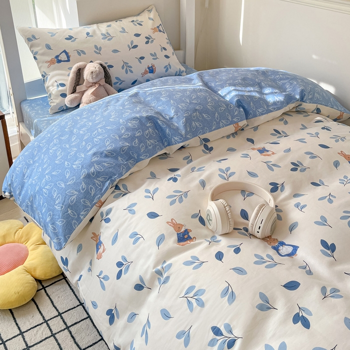 91家纺网 家纺一手货源 找家纺 雅居纺家纺 2025新款全棉纯棉印花系列学生宿舍三四件套上下铺三件套 萌萌兔