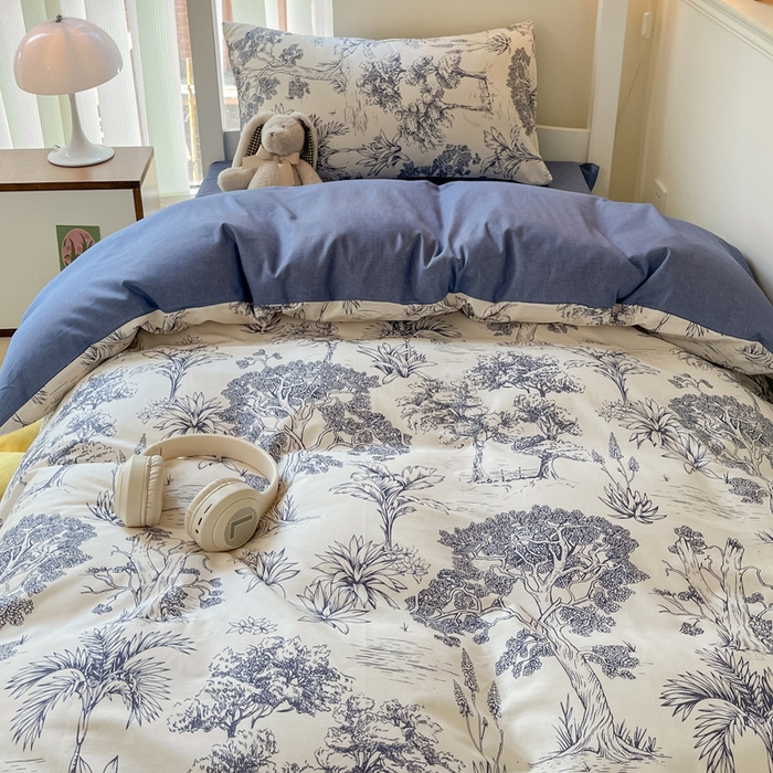 91家纺网 家纺一手货源 找家纺 雅居纺家纺 2025新款全棉纯棉印花系列学生宿舍三四件套上下铺三件套 妙语花香