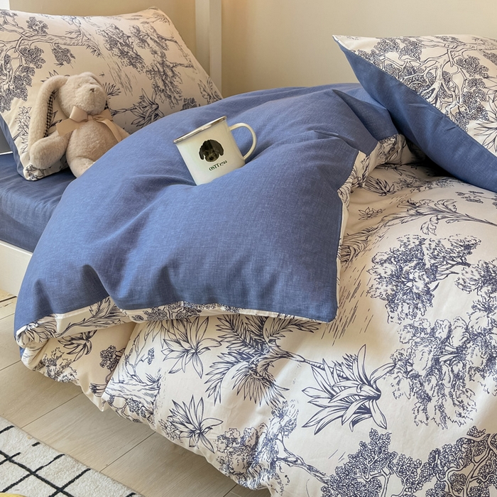 91家纺网 家纺一手货源 找家纺 雅居纺家纺 2025新款全棉纯棉印花系列学生宿舍三四件套上下铺三件套 妙语花香