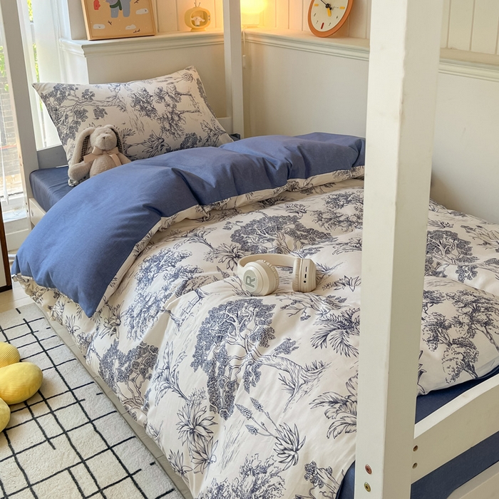 91家纺网 家纺一手货源 找家纺 雅居纺家纺 2025新款全棉纯棉印花系列学生宿舍三四件套上下铺三件套 妙语花香