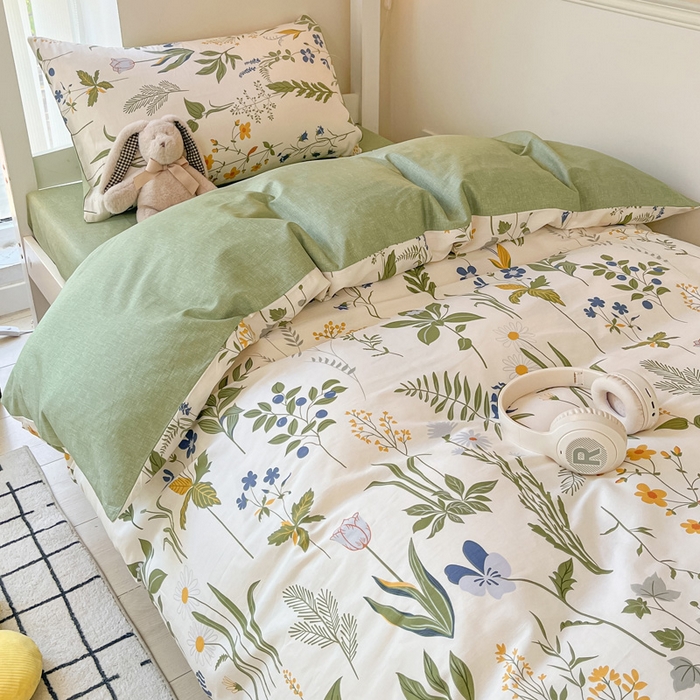 91家纺网 家纺一手货源 找家纺 雅居纺家纺 2025新款全棉纯棉印花系列学生宿舍三四件套上下铺三件套 森林日记