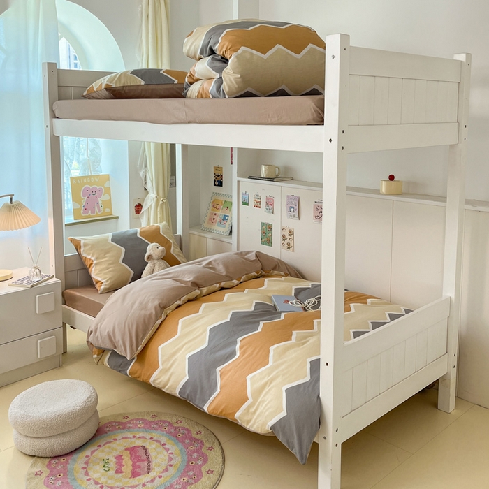 雅居纺家纺 2025新款全棉纯棉印花系列学生宿舍三四件套上下铺三件套 水波纹