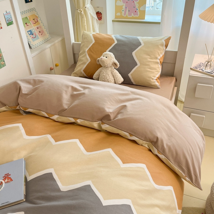 91家纺网 家纺一手货源 找家纺 雅居纺家纺 2025新款全棉纯棉印花系列学生宿舍三四件套上下铺三件套 水波纹