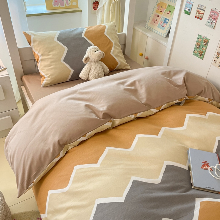 91家纺网 家纺一手货源 找家纺 雅居纺家纺 2025新款全棉纯棉印花系列学生宿舍三四件套上下铺三件套 水波纹