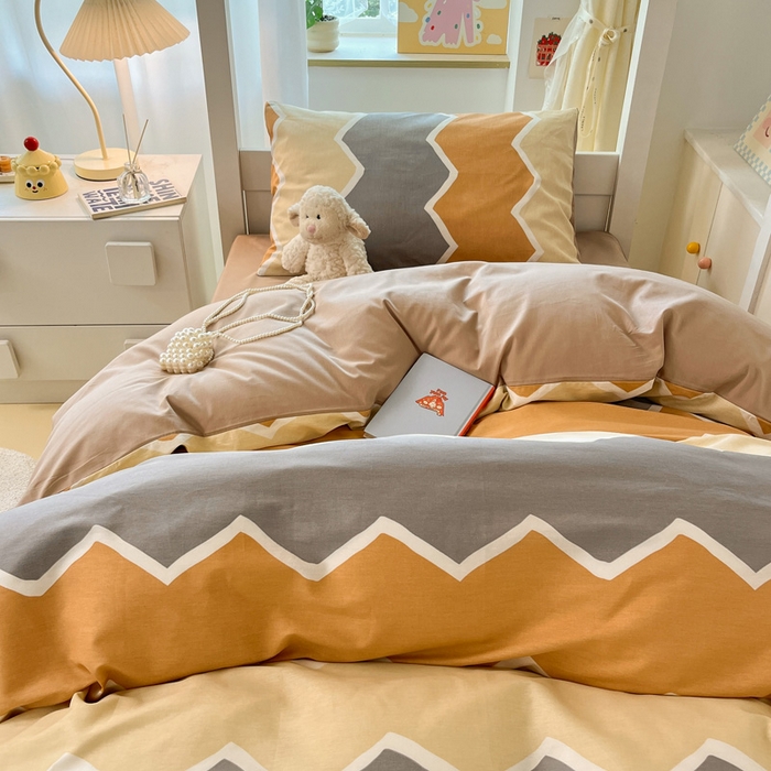 91家纺网 家纺一手货源 找家纺 雅居纺家纺 2025新款全棉纯棉印花系列学生宿舍三四件套上下铺三件套 水波纹