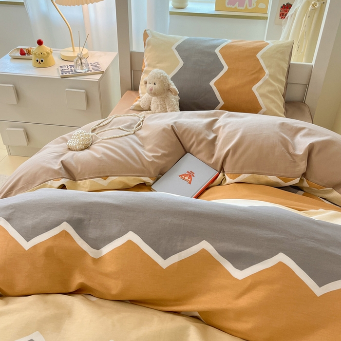 91家纺网 家纺一手货源 找家纺 雅居纺家纺 2025新款全棉纯棉印花系列学生宿舍三四件套上下铺三件套 水波纹