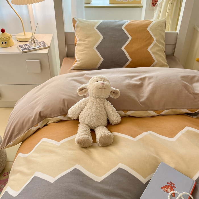 91家纺网 家纺一手货源 找家纺 雅居纺家纺 2025新款全棉纯棉印花系列学生宿舍三四件套上下铺三件套 水波纹