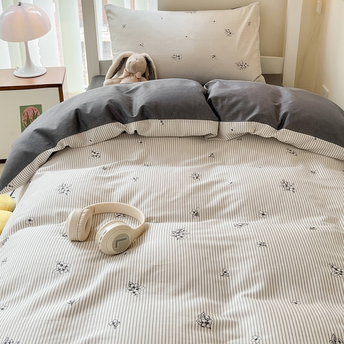 91家纺网 家纺一手货源 找家纺 雅居纺家纺 2025新款全棉纯棉印花系列学生宿舍三四件套上下铺三件套 炫染小花