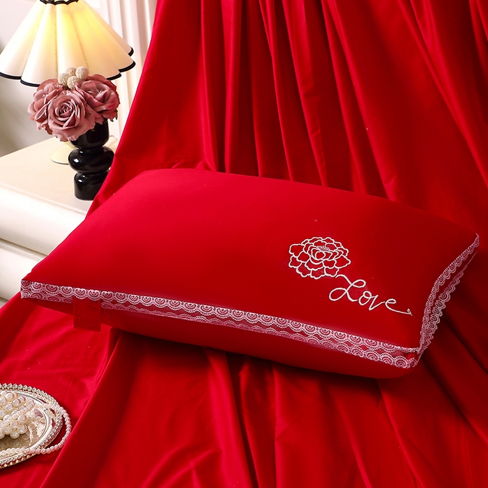 91家纺网 家纺一手货源 找家纺 （总）糖果枕芯2025新款爱的玫瑰大红婚庆枕芯大喜喜庆枕头