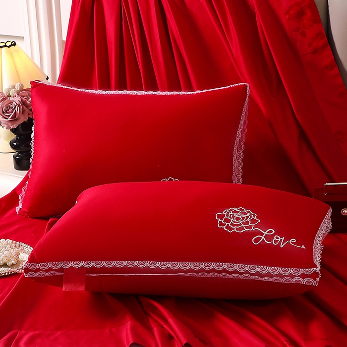 91家纺网 家纺一手货源 找家纺 （总）糖果枕芯2025新款爱的玫瑰大红婚庆枕芯大喜喜庆枕头
