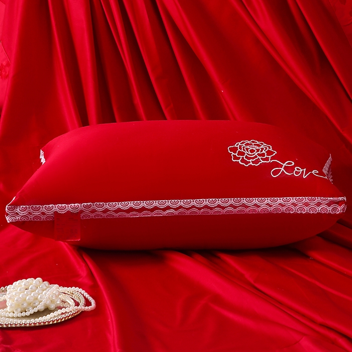 91家纺网 家纺一手货源 找家纺 （总）糖果枕芯2025新款爱的玫瑰大红婚庆枕芯大喜喜庆枕头