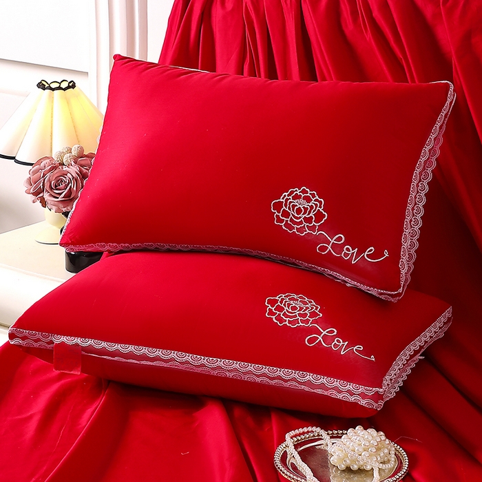 91家纺网 家纺一手货源 找家纺 （总）糖果枕芯2025新款爱的玫瑰大红婚庆枕芯大喜喜庆枕头