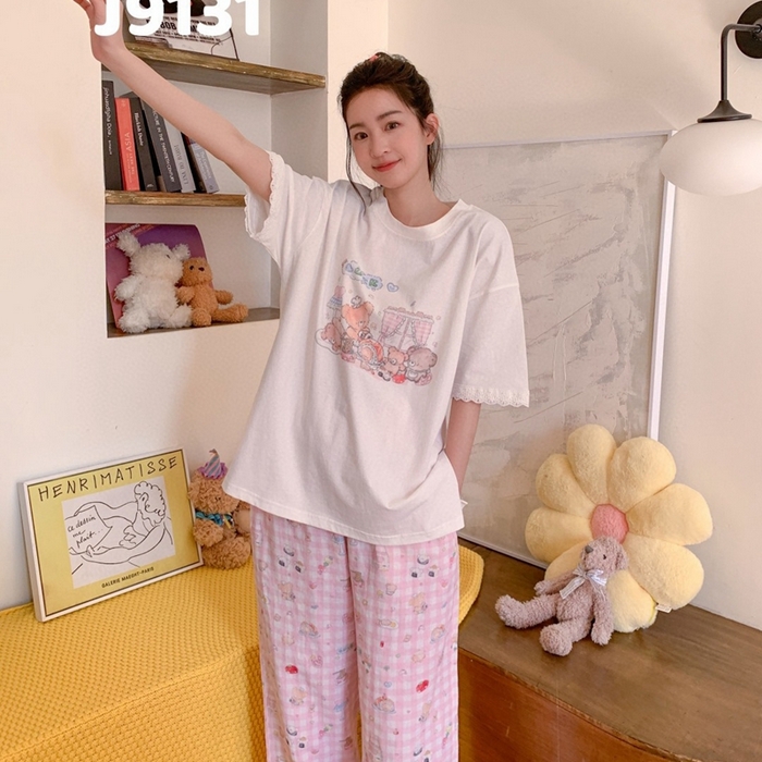 91家纺网 家纺一手货源 找家纺 （总）妍景家居生活馆 2025新款纯棉短袖长裤甜宅心绪家居套装