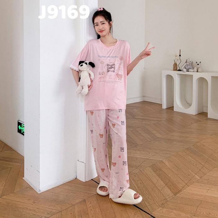 91家纺网 家纺一手货源 找家纺 （总）妍景家居生活馆 2025新款纯棉短袖长裤夏目轻歌粉家居套装