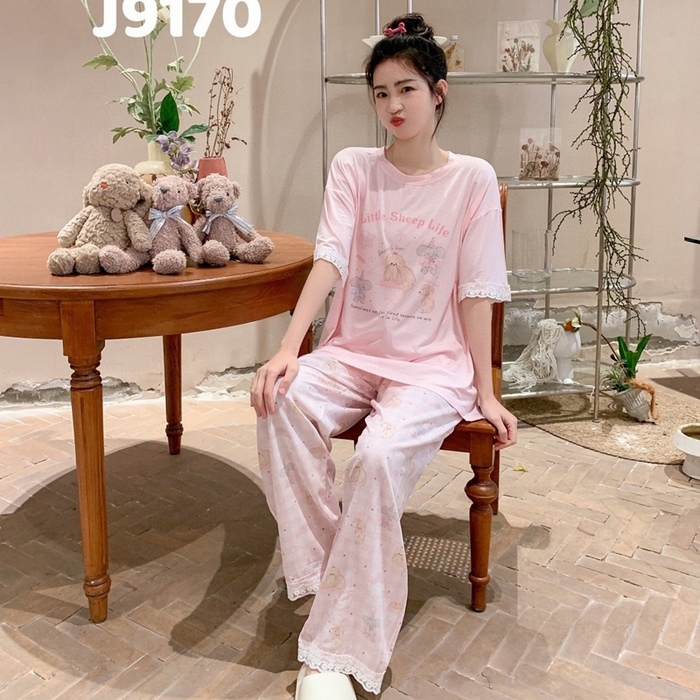 91家纺网 家纺一手货源 找家纺 （总）妍景家居生活馆 2025新款莫代尔短袖长裤春意梦语家居套装