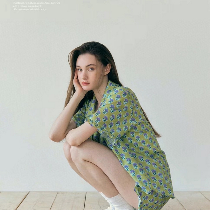 91家纺网 家纺一手货源 找家纺 妍景家居生活馆 2025新款韩系25690碎花款家居套装 韩系25690碎花款-紫花