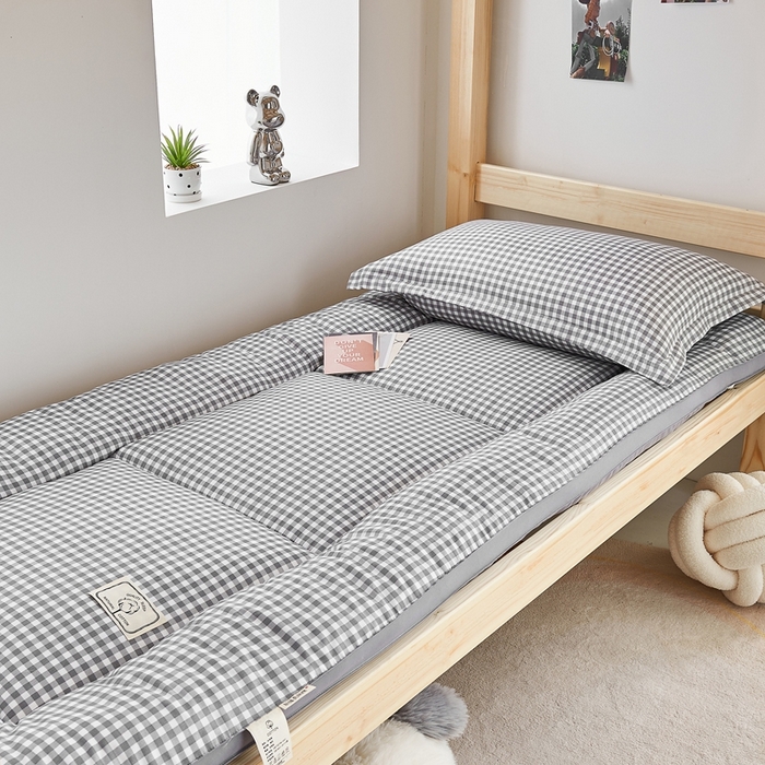  默忆2025新款水洗棉新疆棉花立体抗菌床垫【抽绳袋包装】 灰小格