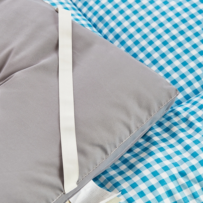 91家纺网 家纺一手货源 找家纺  默忆2025新款水洗棉新疆棉花立体抗菌床垫【抽绳袋包装】 蓝小格