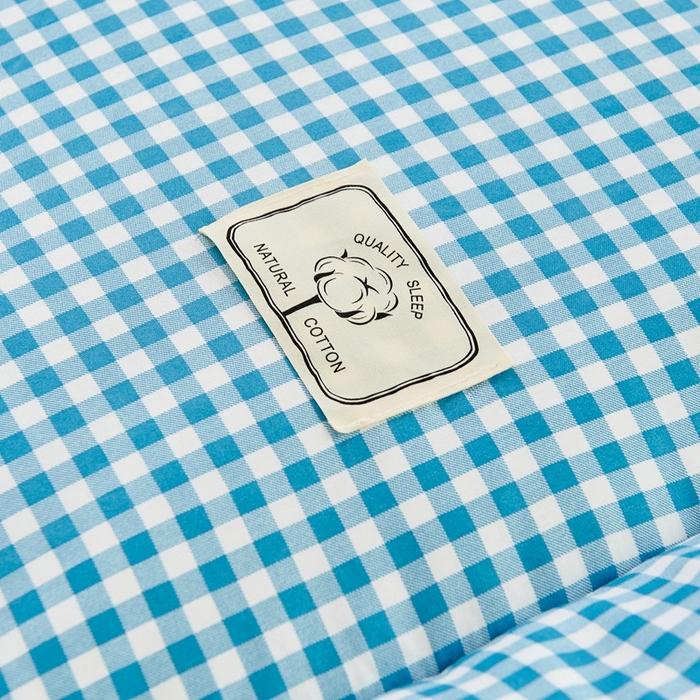 91家纺网 家纺一手货源 找家纺  默忆2025新款水洗棉新疆棉花立体抗菌床垫【抽绳袋包装】 蓝小格