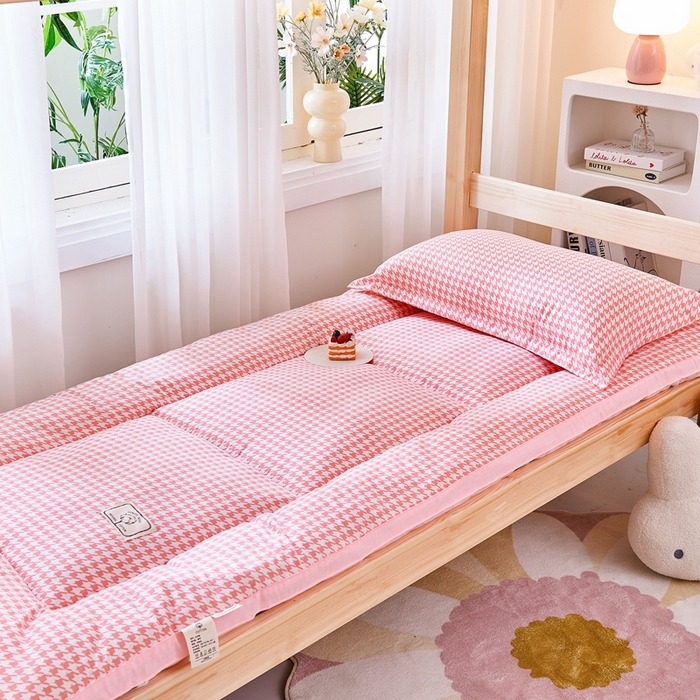  默忆2025新款水洗棉新疆棉花立体抗菌床垫【抽绳袋包装】 千鸟格粉