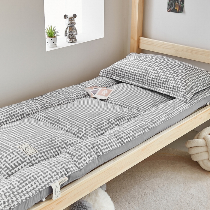  默忆2025新款水洗棉新疆棉花立体抗菌床垫【抽绳袋包装】 千鸟格灰