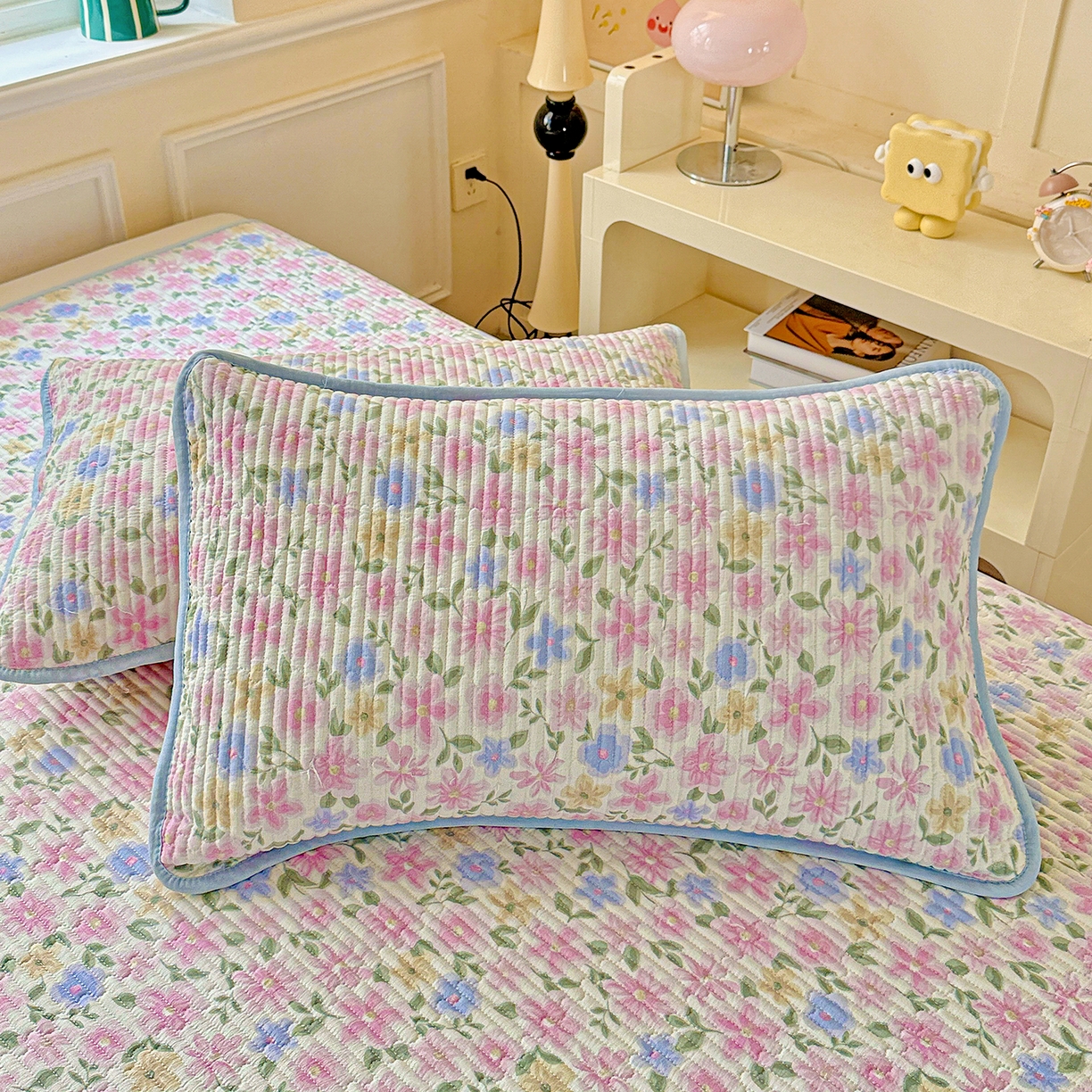 91家纺网 家纺一手货源 找家纺 恒尚居 2025新款云感皱皱纱床盖花边床单双层纱床盖三件套-四季款【系列一】 花边款-蔷薇