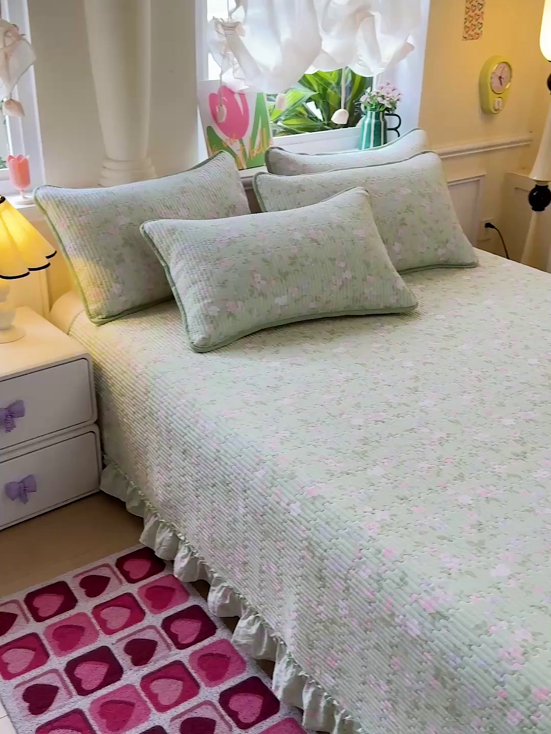 91家纺网 家纺一手货源 找家纺 （总）恒尚居 2025新款云感皱皱纱床盖花边床单双层纱床盖三件套-四季款【系列一】