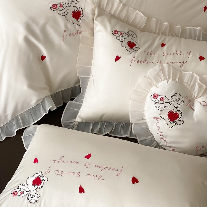 91家纺网 家纺一手货源 找家纺 MIU缪家居2025新款100S全棉四件套-遇见爱（控价368） 白