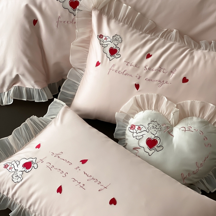 91家纺网 家纺一手货源 找家纺 MIU缪家居2025新款100S全棉四件套-遇见爱（控价368） 粉